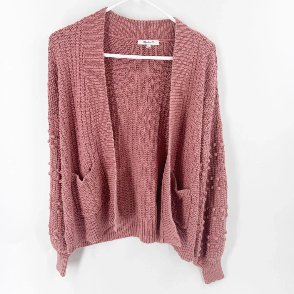 ✅Madewell Bobble Cardigan Sweater Vintage Quartz SIZE X-SMALL POCKETS OPEN FRONT - Picture 2 of 8